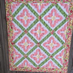 "Blooming Flower Wall Hanging, Baby Quilt, 33"" X 39.5" - thumbnail 4