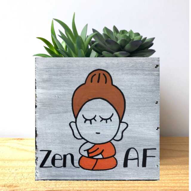 Hand Painted Buddha Succulent Planter Zen Decor Gift - image 1