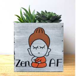 Hand Painted Buddha Succulent Planter Zen Decor Gift - thumbnail 1
