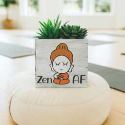 Hand Painted Buddha Succulent Planter Zen Decor Gift - thumbnail 2