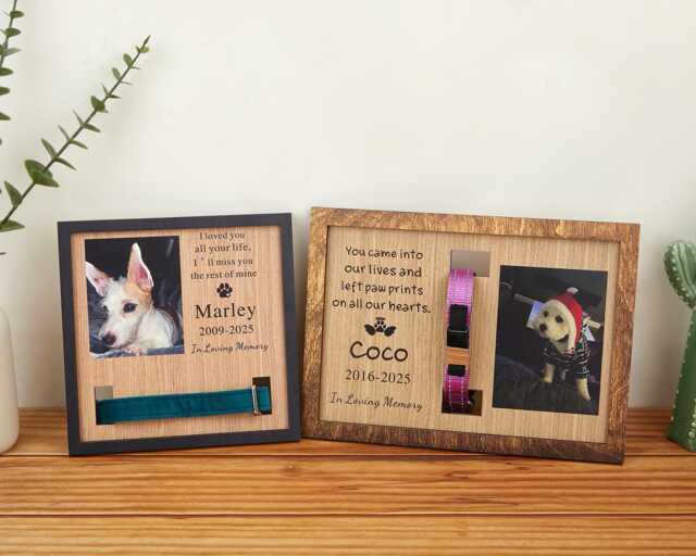 Custom Memorial Dog Collar Sign, Wood Frame With Holder, Dog Gifts, Pet Loss Sympathy Gift - image 1