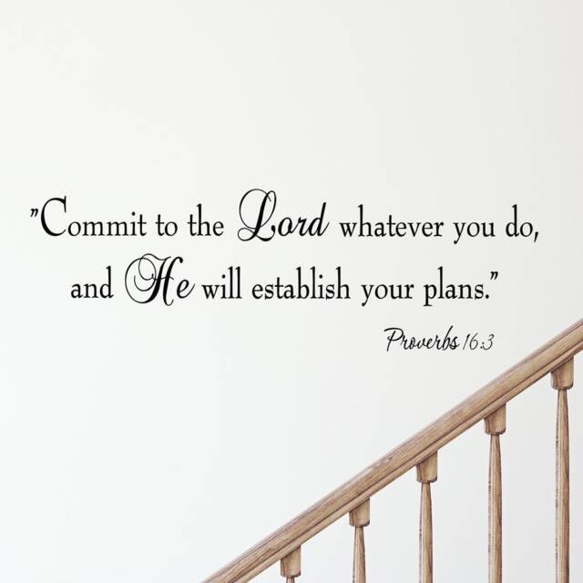 Christian Faith Stickers Headboard Scripture Wall Decal - Commit To The Lord Whatever You Do Proverbs 163 - Vwaq-1348 - image 1