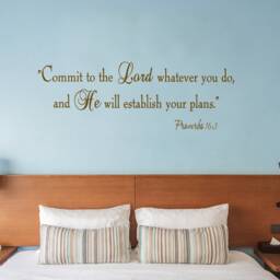 Christian Faith Stickers Headboard Scripture Wall Decal - Commit To The Lord Whatever You Do Proverbs 163 - Vwaq-1348 - thumbnail 3