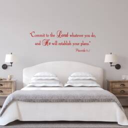 Christian Faith Stickers Headboard Scripture Wall Decal - Commit To The Lord Whatever You Do Proverbs 163 - Vwaq-1348 - thumbnail 2