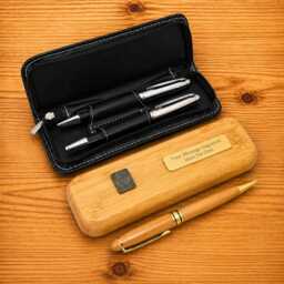 Playing Cards & Poker Luxury Wooden Or Leatherette Pen Case With Matching Free Engraving Hearts Spades Clubs Flush Gift