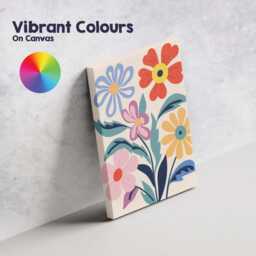 Colourful Wildflower Botanical Illustration With Decorative Leaves Canvas Wall Art Print Decor Picture Ready To Hang - thumbnail 4