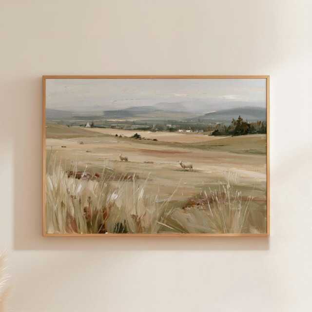 Sheep Meadow Poster, Highland Landscape Print, Country Wall Art, Paper - image 1