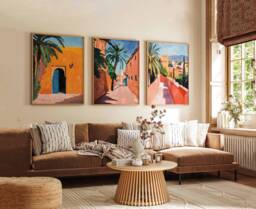Set Of 3 Marrakech Posters, Morocco Wall Art Prints, Souks Decor, Moroccan Travel Print, Bohemian Gift