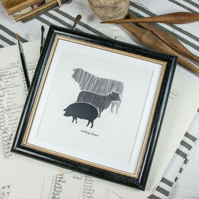 8x8 Inch Square Simple Cottage-style Rounded Bead Profile - Black With Pale Ochre Inner Edge Photo Frame Deluxe Quality - image 1