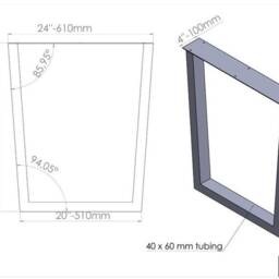 "steel Dining Table Legs & Kitchen Base - 28"" Trapezoid Metal Legs, 24" - thumbnail 4