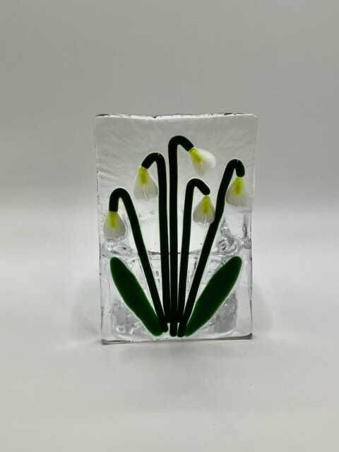 Little Fused Glass Snowdrop Tea Light Holder - image 1