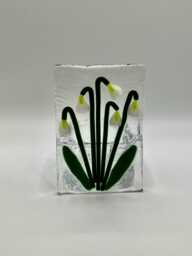 Little Fused Glass Snowdrop Tea Light Holder