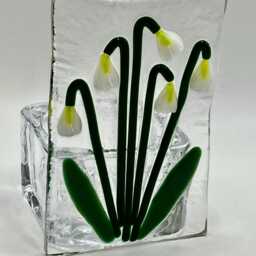 Little Fused Glass Snowdrop Tea Light Holder - thumbnail 2