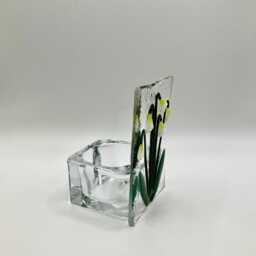 Little Fused Glass Snowdrop Tea Light Holder - thumbnail 3