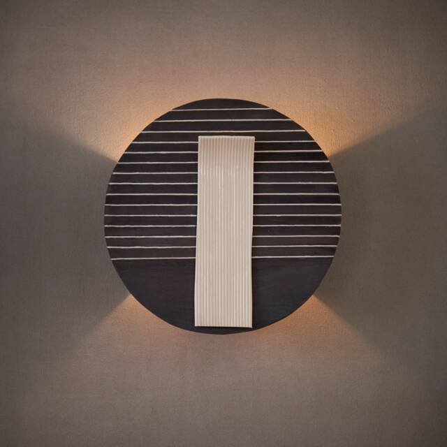 Ceramic Wall Light. Sconce Lighting. Black & White Sconce. Round Living Room - image 1