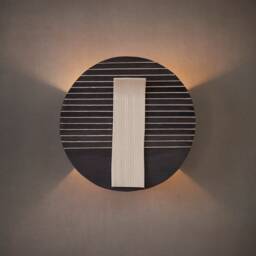 Ceramic Wall Light. Sconce Lighting. Black & White Sconce. Round Living Room