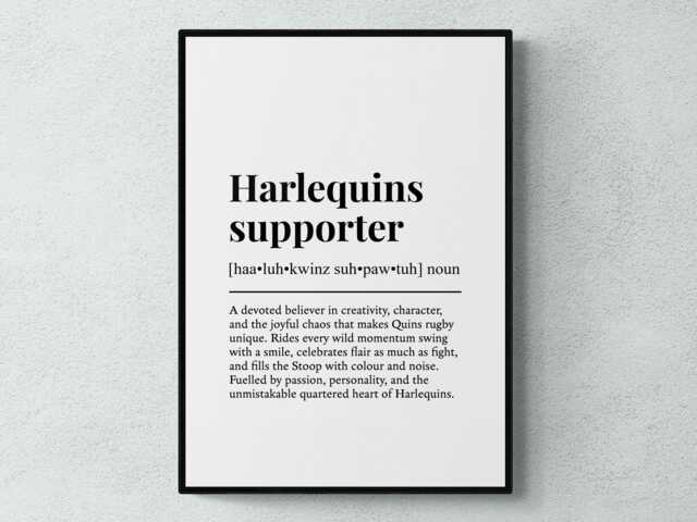 Harlequins Supporter Funny Definition Sport Rugby Gift Wall Art Print - image 1