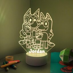 Personalised Bluey Family Led Night Light Remote Controlled Engraved Cartoon Lamp - thumbnail 3