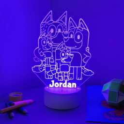 Personalised Bluey Family Led Night Light Remote Controlled Engraved Cartoon Lamp - thumbnail 2