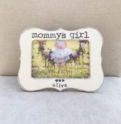 Mommy's Girl Picture Frame Personalized New Mom Gift, Hand Stamped 4x6 - thumbnail 1