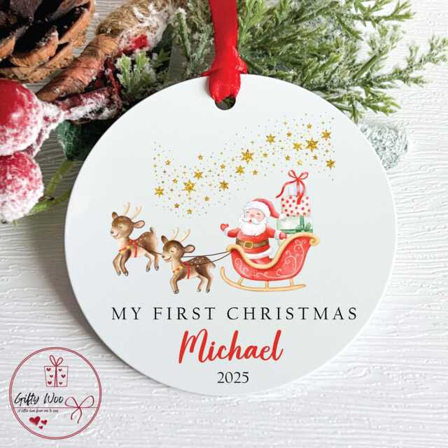 My First Christmas Bauble/Tree Decoration - Gift Personalised Tree New Baby 1st - image 1