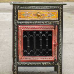 Wooden Bedside Table, Cabinet, Nightstand, Side Indian Ethnic Style, Storage Bedroom Furniture, Handmade Hand-Painted - thumbnail 3
