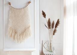 Jute Macrame Wall Hanging With Fringes - Japandi Style Decor - thumbnail 1