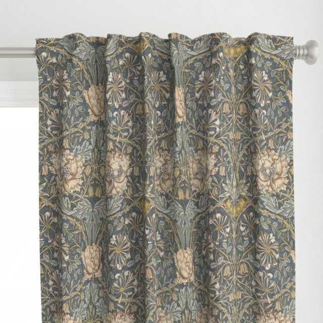 Floral Damask Curtain Panel - Victorian Vintage Style Edwardian Custom Morris Honeysuckle By Peacoquettedesigns - image 1