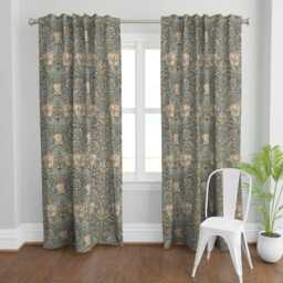 Floral Damask Curtain Panel - Victorian Vintage Style Edwardian Custom Morris Honeysuckle By Peacoquettedesigns - thumbnail 2