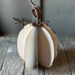 Cute Metal Pumpkin White Fall Decor Harvest Thanksgiving Halloween Farmhouse Art 10 - thumbnail 3