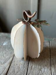 Cute Metal Pumpkin White Fall Decor Harvest Thanksgiving Halloween Farmhouse Art 10 - thumbnail 1