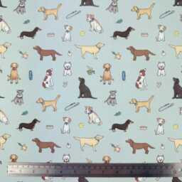 Custom Roman Blind - Emma Lawrence Barking Buddies Duck Egg , Made To Measure Window Treatment - thumbnail 3