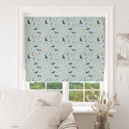 Custom Roman Blind - Emma Lawrence Barking Buddies Duck Egg , Made To Measure Window Treatment - thumbnail 1
