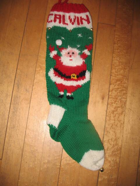 Hand Knit Christmas Stocking With Waving Santa/Taking Orders For 2026 - image 1