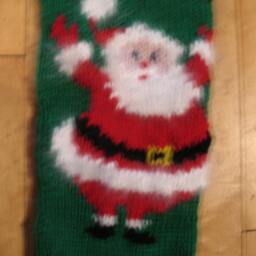 Hand Knit Christmas Stocking With Waving Santa/Taking Orders For 2026 - thumbnail 3