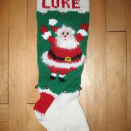 Hand Knit Christmas Stocking With Waving Santa/Taking Orders For 2026 - thumbnail 2