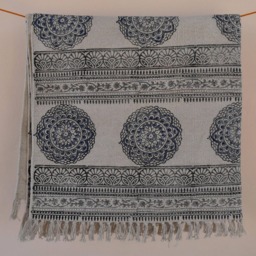 8x10 Ft Block Printed Indian Cotton Rug, Bohemian Decor - thumbnail 4