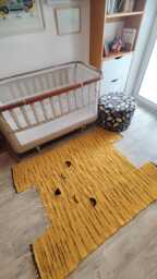 Handmade Wool Rug For Kids, Tiger Design Nursery Rug, Soft Winter Carpet, Cozy Playroom Decor, Christmas Home Gift - thumbnail 1