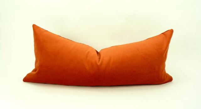 Rusty Orange Velvet Pillow, Heavyweight Cotton Cushion, Fall Home Decor - image 1