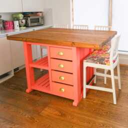 Handmade Farmhouse Kitchen Island Solid Wood Breakfast Bar Dining Table - thumbnail 3