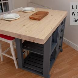 Handmade Farmhouse Kitchen Island Solid Wood Breakfast Bar Butchers Block Dining Table - thumbnail 3