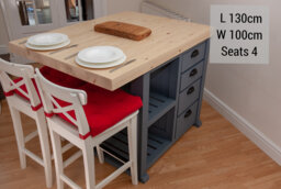 Handmade Farmhouse Kitchen Island Solid Wood Breakfast Bar Dining Table - thumbnail 1