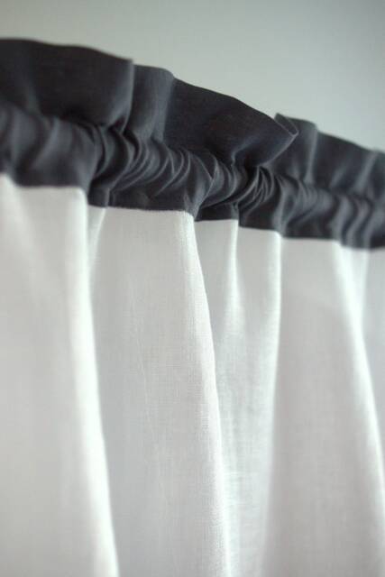Rod Pocket Linen Kitchen Curtain, Sheer White Cafe Valance, Rustic Style - image 1