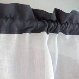 Rod Pocket Linen Kitchen Curtain, Sheer White Cafe Valance, Rustic Style - thumbnail 2