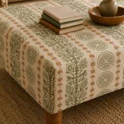 Handmade Ottoman Coffee Table Bench - Boho Earthy Novelli Olive Green - thumbnail 2