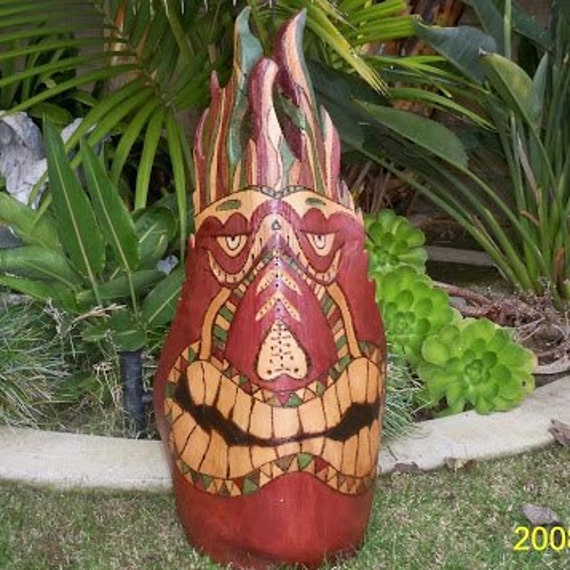 Tiki Mask Palm Frond Art