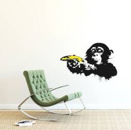 Banksy Decal Monkey With Warhol Banana, Monkey Wall Sticker Popart, Street Art Banksy Ape Banana Stencil Sticker, Urban Grafitti Decor
