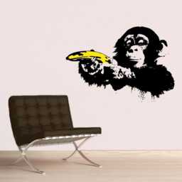 Banksy Decal Monkey With Warhol Banana, Monkey Wall Sticker Popart, Street Art Banksy Ape Banana Stencil Sticker, Urban Grafitti Decor - thumbnail 2