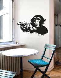 Banksy Decal Monkey With Warhol Banana, Monkey Wall Sticker Popart, Street Art Banksy Ape Banana Stencil Sticker, Urban Grafitti Decor - thumbnail 4