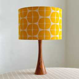 Handmade Japanese Cotton Lampshade - Modern Geometric Yellow Ceiling Or Table Lamp Shade Made in UK - thumbnail 2